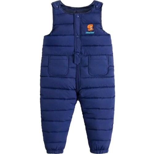 Children girls down cotton pants bib boys jumpsuits baby girls trousers fashion warm thicken kids baby pants autumn/winter