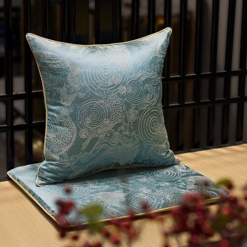 DUNXDECO Chinese Art Cushion Cover Couch Pillow Case Modern Luxury Simple Blur Orange Fish Jacquard Sofa Chair Bedding Coussin