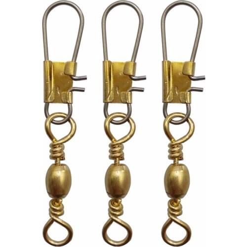 Easy Catch 10pcs Barrel Fishing Swivel With Snap Gold Barrel Swivels Hard Fishing Lure Line Hook Connector Size 2 4 6 10