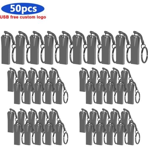 Usb 2.0 flash drive 4gb 8gb 16gb 32gb 64gb 128gb flash memory stick with key chain metal pendrive u stick memoria 50pcs/lot gift