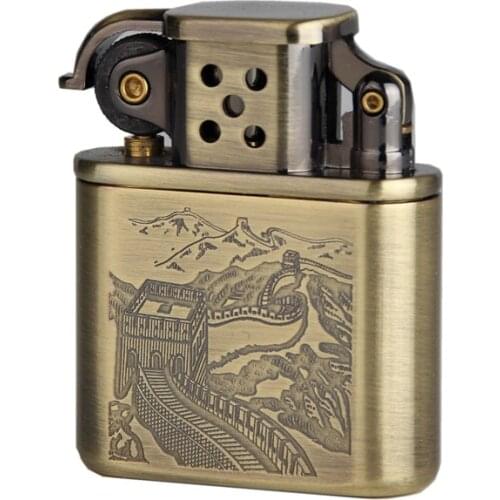 Great Wall of China Old Nine Doors Pure Copper High-end Retro Boutique Kerosene Lighter Gadgets for Men Encendedores Creativos
