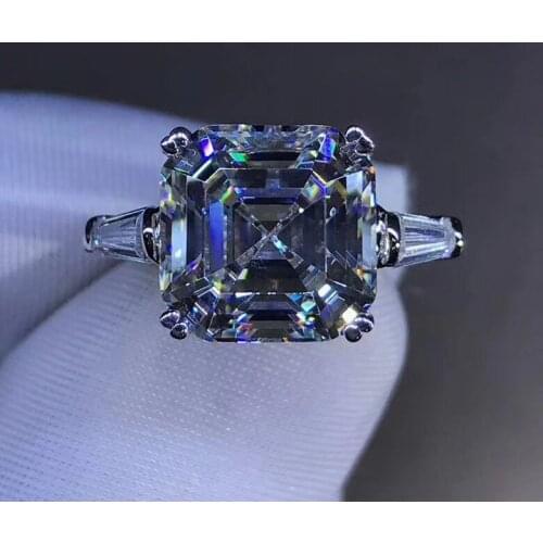 Handmade Promise ring 925 Sterling silver Asscher cut 6ct Sona cz Engagement Wedding Band Rings for women Statement Jewelry