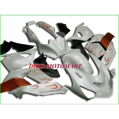 Hot Sale!!Motorcycle Fairing kit for KAWASAKI Ninja ZX14R 2006 2007 ZX14R 06 07 Double flames white Fairings set+gifts SQ34