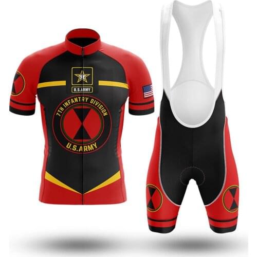 7th Infantry Division VeteranCycling Jersey Set Summer Mountain Pro Bicycle Cycling Jersey Sportswear Suit Maillot Ropa Ciclismo