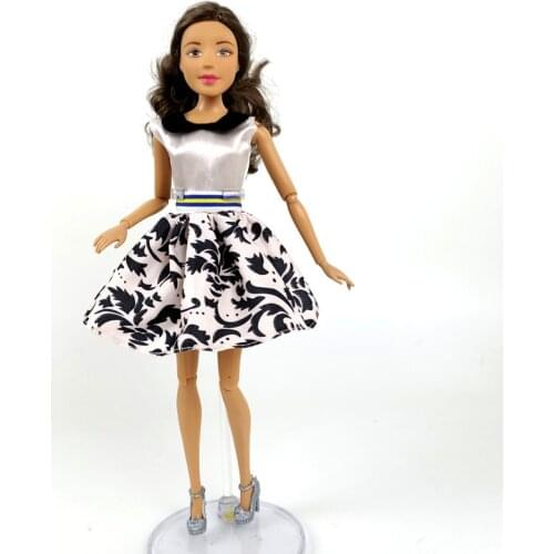 1pcs Black White O-Neck Sleeveless Short Dress for Barbie Doll Clothes for 1/6 BJD Dolls Outfits Clothing Dollhouse Accessories