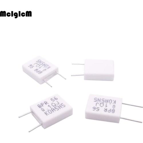 MCIGICM 100pcs BPR56 5W 0.1 0.15 0.22 0.33 0.5 ohm Non-inductive Ceramic Cement Resistor 0.1R 0.15R 0.22R 0.33R 0.5R
