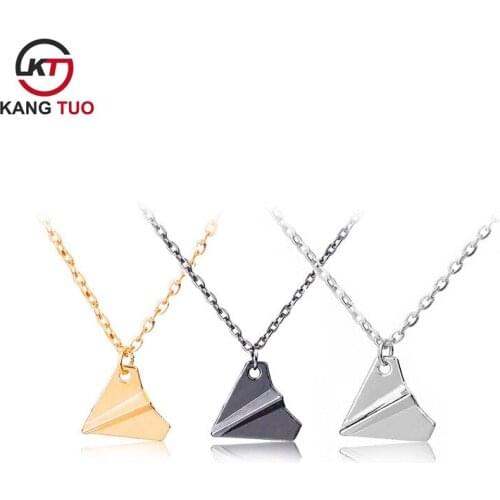 Fashion Persoanality One Direction Paper Plane Pendant Necklace Gold/Black Color Option