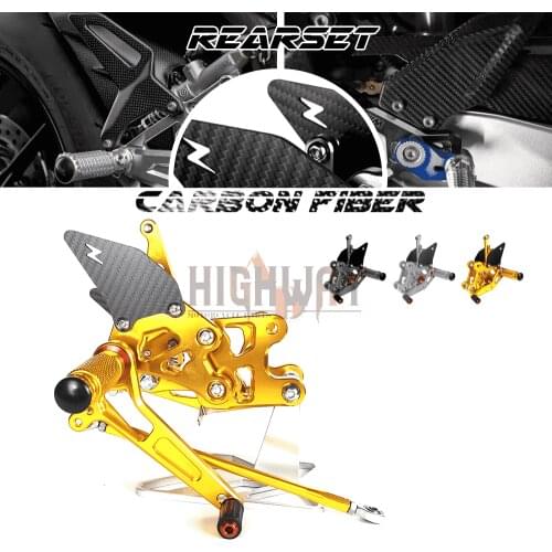 Motorcycle CNC & Carbon Fiber Footrest Rear Sets Adjustable Rearset Foot Pegs for SUZUKI GSX-R 1000 K7 GSX-R1000 07-08