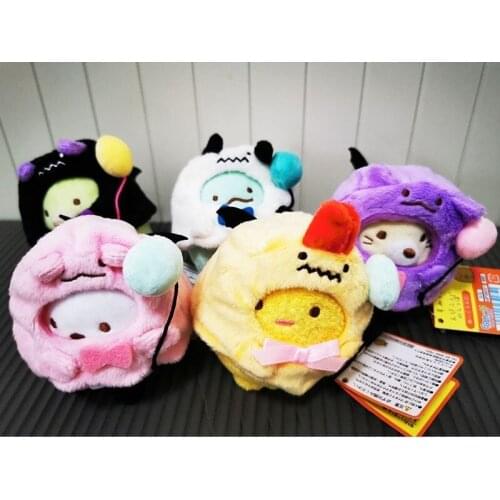 5pcs/set San-X Sumikkogurashi Stuffed Animals Plush Keychains Toys/ Sumikko Wear Hat Cartoon Dolls Pendant Toy 9cm high
