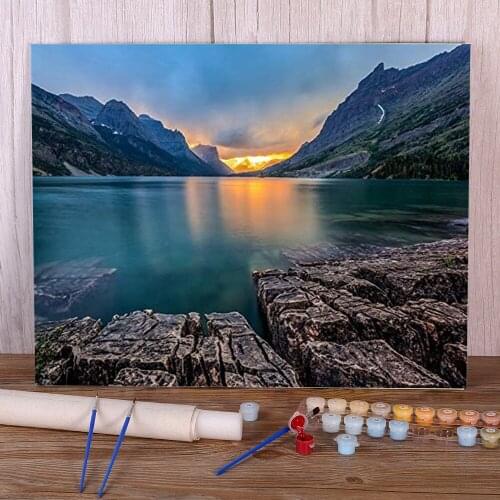 Nature Paint By Numbers Package Acrylic Paints 40*50 Canvas Painting Loft Wall Picture For Handiwork