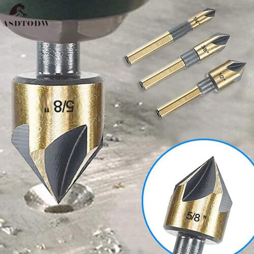 5 Pieces Countersink Drill Bit Set High Speed Steel 82 Degree Bit Countersink in