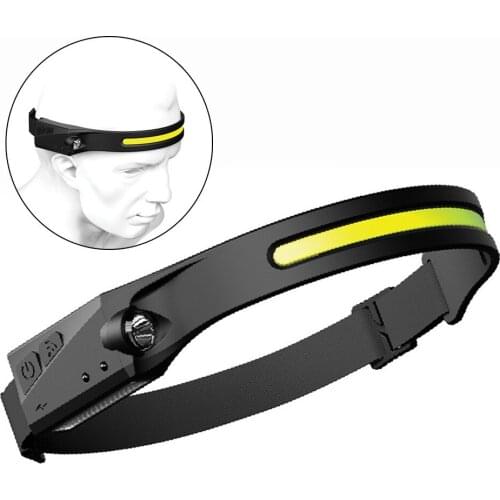 COB LED Headlamp Adjustable USB Headlight Outdoor Hiking Camping Night Fishing Torch Flashlight Work Light Bar Head Band Lamp