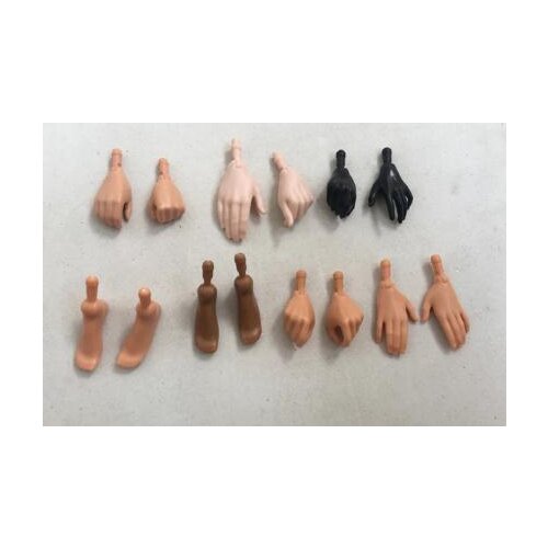Original Doll Replacement Hands Feets Multi-Joints Babi Yoga Body Hands Male Female Doll Accessories White Black Beige Color