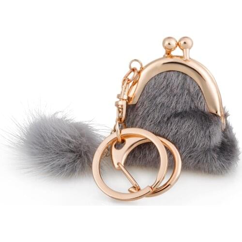 Plush Keychain Mini Coin Purse Ladies Tassel Pendant Black Gray Storage Pendant 2020 Fashion Accessories