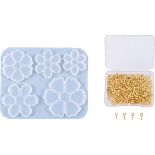 DIY Handmade Sheep Eye Nails Screws Claw Nails Boxed Gold & Five Petals Hanging Pendant Jewelry Silicone Mold