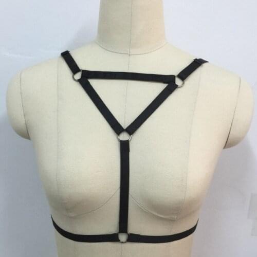 Sexy lingerie Gothic Harajuku Harness cage bra Handmade black adjust Exotic Apparel bondage harness cosplay sexy cage bra