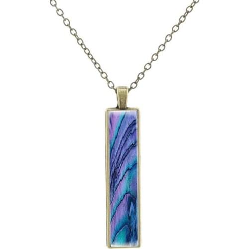 JOINBEAUTY Shell Abalone Pattern Glass Bronze Chain Mens Jewelry Classic Art Picture Glass Pendant Necklace For Friends