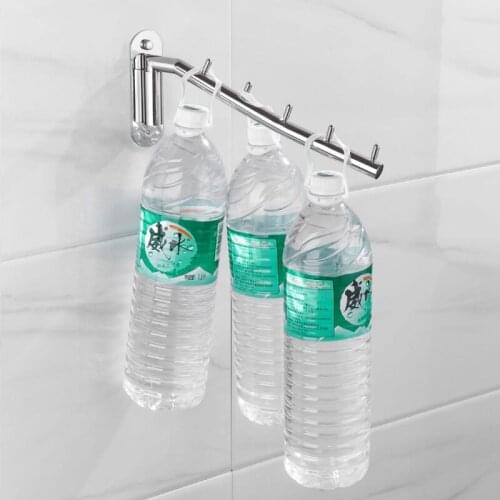 SUS304 Stainless Steel Bathroom Robe Hook Movable 180 Degree Rotate Kitchen Towel Holder Key Clothes Hang Coat Hanger 5 Hooks