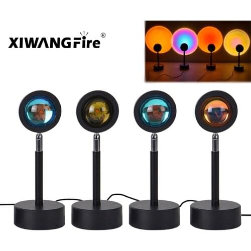 Led Night Light Usb Background Light Rainbow/sun/sunset Red-projection Lamp Material Base Holder PC+iron Art Lamp Holder Adjust