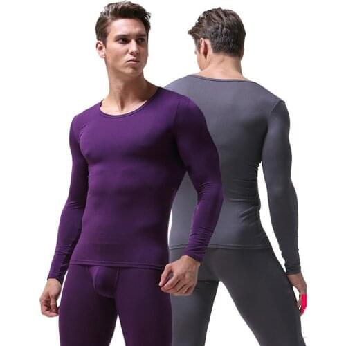 Mens underwear O neck thin thermal Long Johns underpants and undershirts Asian size L to 6XL