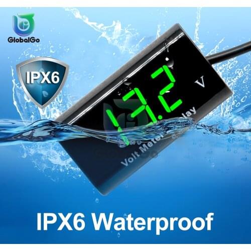 0.56'' LED Voltmeter IPX6 Waterproof Voltmeter Car Motorcycle Bicycle Bike Cycle Voltage Panel Meter Tester Tool DC 3-18V 12V