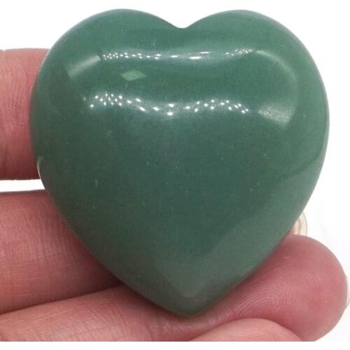 1.5" Puffy Love Heart Assorted Natural Green Aventurien Crystal Hand Carving Reiki Healing Energy Chakra Gift