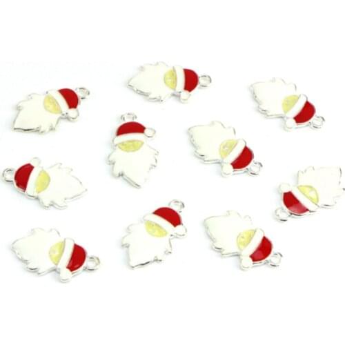10pcs/lot Santa Claus charms pendants connector for diy bracelet necklace beads craft material jewelry christmas accessories