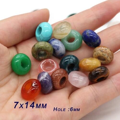 10Pcs Natural Stone Abacus Beads Big Hole Amethyst Turquoise Loose Bead for Fashion Jewelry Making Bracelet Necklace