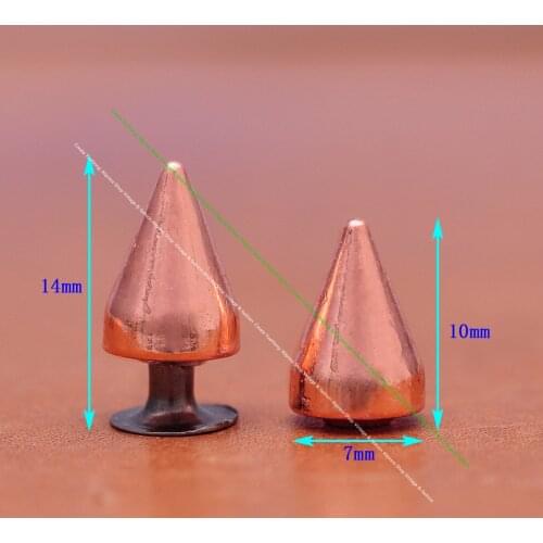 100X Quality Biker Rose Gold Metal Leathercraft Fasteners Spots Cone Rivet Stud Bullet Spikes For Clothes Shoes Rivetback