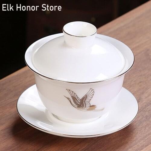 150ml Celadon White Jade Porcelain Tea Tureen Water Mug Tea Bowl KungFu Gaiwan Creative Travel Porcelain Teapot Office Drinkware