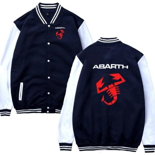 2021 Men Baseball uniform Abarth Car Logo Print Casual Harajuku Warm Sweatshirts Mens Baseball Jacket Slim Fit Unisex Clothe