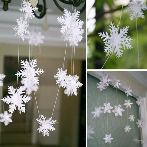 3M Christmas White Snowflake 3D Card Paper Ornaments Holiday Festival Party Home Decor Garland