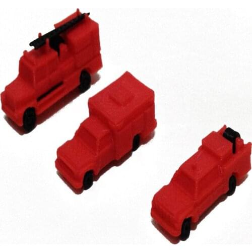 3pcs/set Train Railway Model Scene Z Ratio 1:220 Suburban Fire Truck
