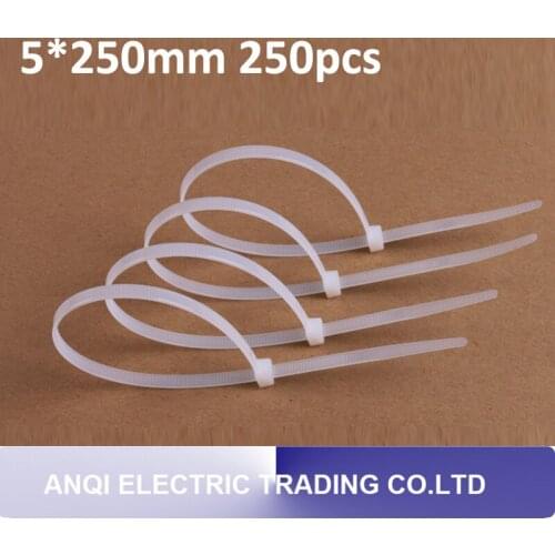 5*250mm 250pcs white self-locking nylon cable ties high quality