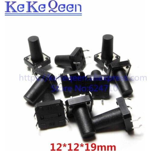 50Pcs/Lot 12*12*19mm 12x12x19MM Touch Button Micro Switch Direct Plug-in Self-reset 12*12*19 keys button DIP 4PIN 12*12*19