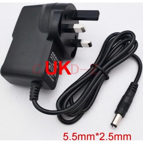 50PCS High quality DC 12V 1A &1000mA AC 100V-240V Converter Switching power adapter Supply UK Plug DC 5.5mm x 2.1mm-2.5mm