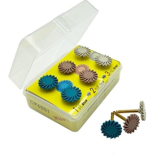 6pcs/set Dental Composite resin Polishing Disc Kit Spiral Flex Brush Burs 3 colors mixed