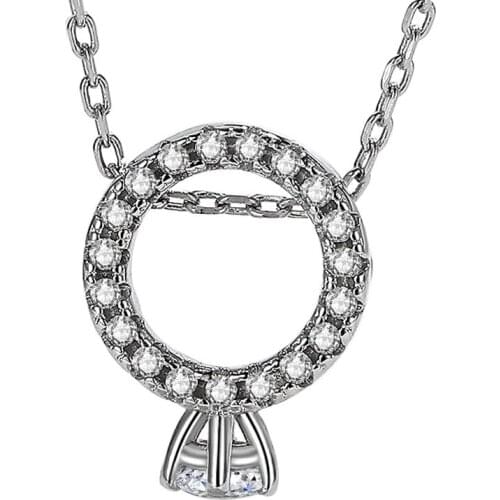 925 Sterling Silver Shining diamond Luxury Ring Shape Pendant Necklace for Women Link Chain Necklace Romantic Fine Jewelry