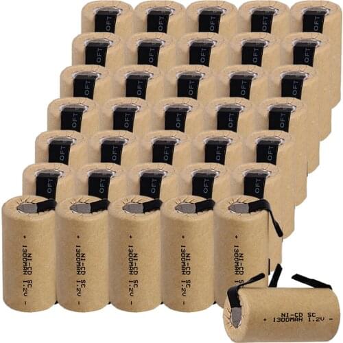 Real capacity 36 pcs SC battery 1300mah 1.2V NICD SUBC batteries 4.25cm*2.2cm for power tools for BOSCH for DEWALT for CASALS