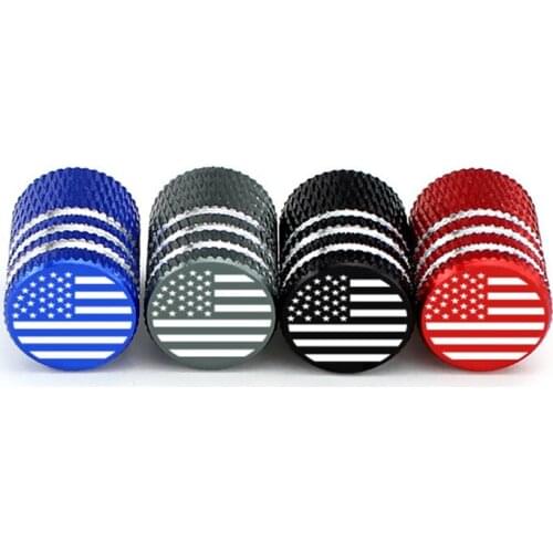 Auto Tyre Wheel Valve Stem Dust Caps For Kia Rio K2 Ceed Soul Sorento Cerato Forte Tire Valve Caps Cover Laser Pattern Flag USA