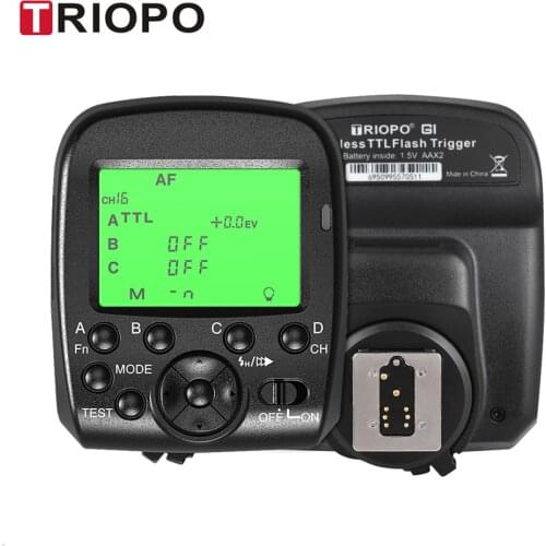 TRIOPO G1 Dual TTL Wireless Trigger with Widescreen LCD Display 1/8000s HSS 2.4G 16 Channels for Canon Nikon Series Cameras