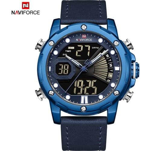 NAVIFORCE Man Business Luxury Watches Fashion Quartz Watch for Men Waterproof Dual Display Military Male Clock Relogio Masculino