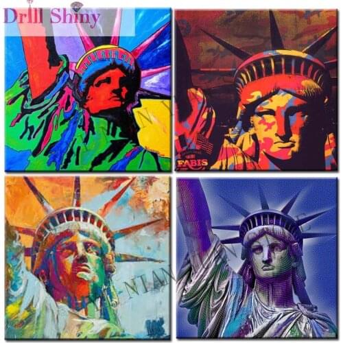Color Statue of Liberty 5D Diy Diamond Embroidery Painting full Square Mosaic Drill Resin 3D Cross Stitch Home Decor gifts PF60