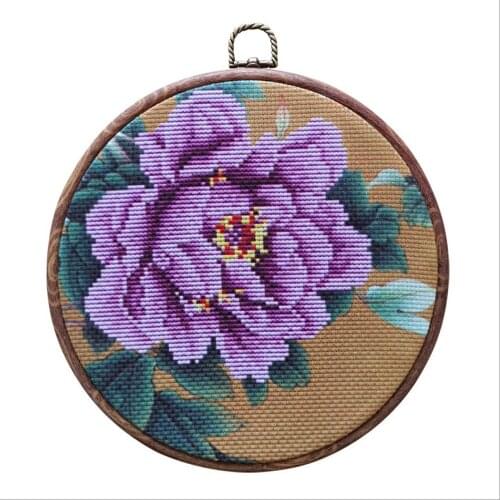 Peony Flower Cotton Cloth Embroidery Kit DIY Handwork Cross Stitch Set Embroidered Art Home Decor Material Bag Thread and Tools