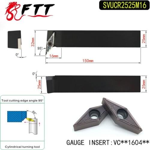 SVUCR2525M16 95 Degrees External Turning Tool Holder For VCMT160404 VCMT160408 Used on CNC Lathe Machine