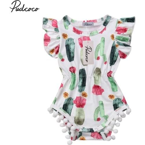 New Baby Girl Romper Summer Romper Newborn Infant Baby Girls Floral Pom Pom Romper Jumpsuit Sunsuit Outfits Clothes Set 6-24M