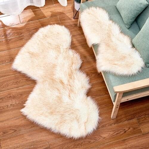 Double Heart Artificial Faux Fur Carpet Living Room Fluffy Plush Area Rug Sheepskin Rugs Shaggy Carpets Bedroom Sofa Mat T349