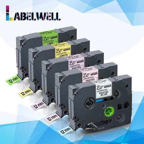 Labelwell 5Pcs Tze-MQE31 Compatible for Brother p-touch Printer Ribbon TZe-MQ531 TZe-MQF31 TZe- MQY31 TZe-MQG31 12mm tze tapes