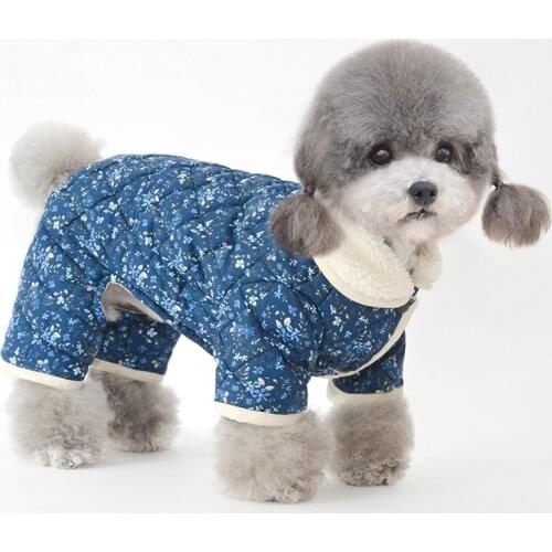 Cute Floral Dog Jumpsuit Warm Winter Pet Clothes Puppy Apparel Small Dog Costumes Schnauzer Pomeranian Yorkie Poodle Clothing