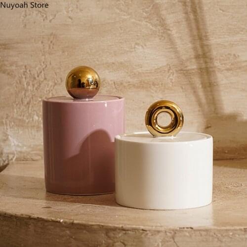 Three-dimensional Geometric Ceramic Storage Tank Simple Home Storage Decoration Creative Living Room Decoration Storage Box